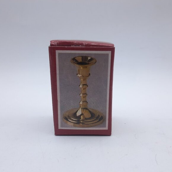 Two Brass Candle Holders In Box With Candles - Picture 9 of 11